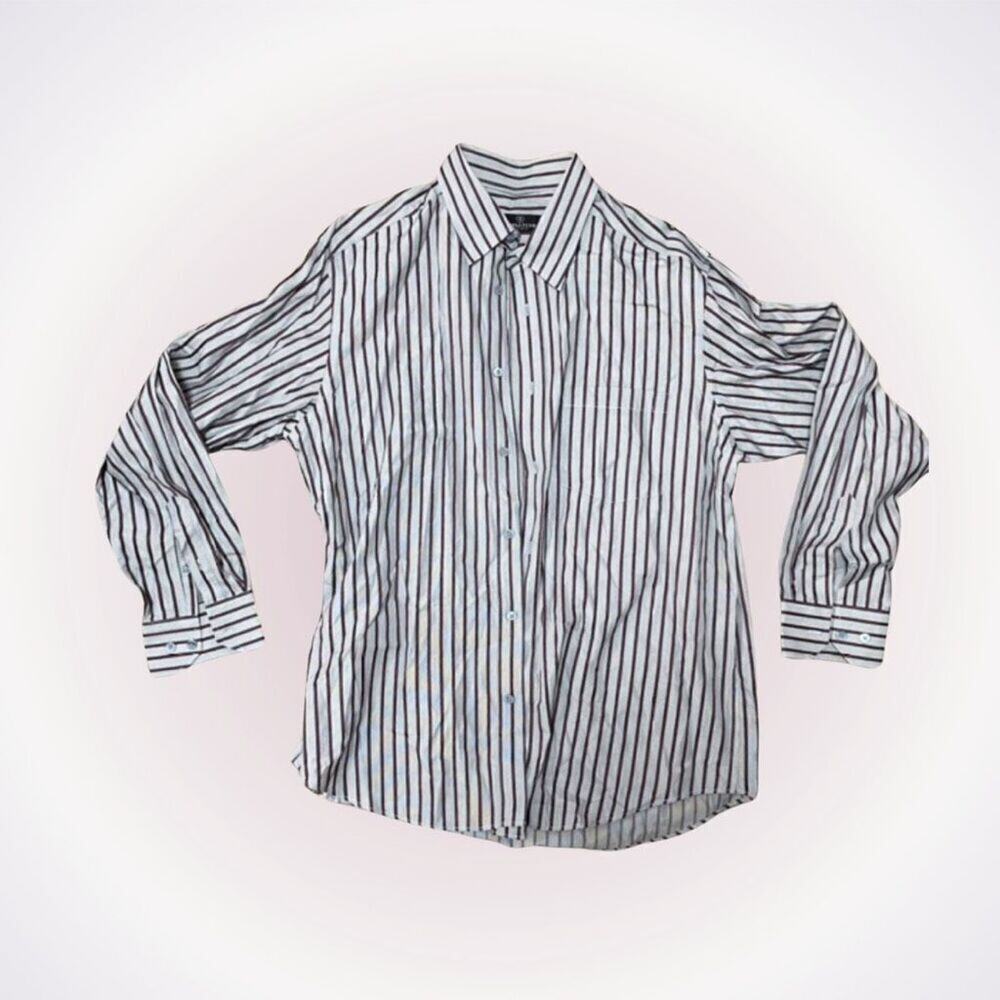Bugatchi Gray And Red Striped Button-Front Shirt … - image 1